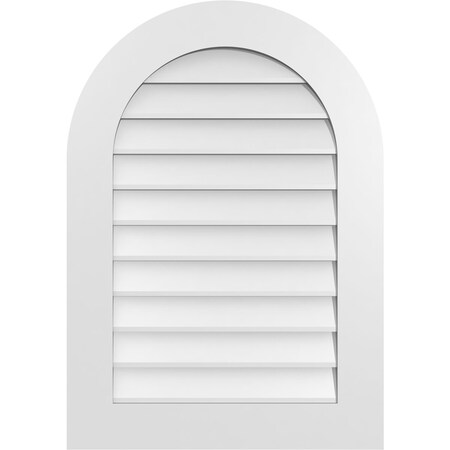 Ekena Millwork Round Top Surface Mount PVC Gable Vent: Non-Functional, w/ 3-1/2"W x 1"P Standard Frame, 24"W x 34"H GVPRT24X3401SN